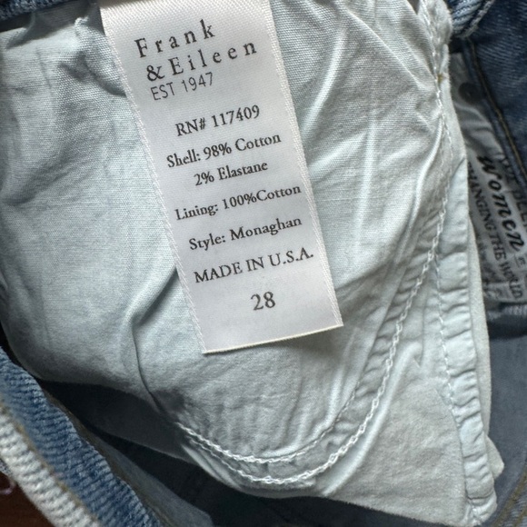 Frank & Eileen Monaghan Button Fly High Rise Raw Hem Straight Leg Mom Jeans 28 - Picture 16 of 16